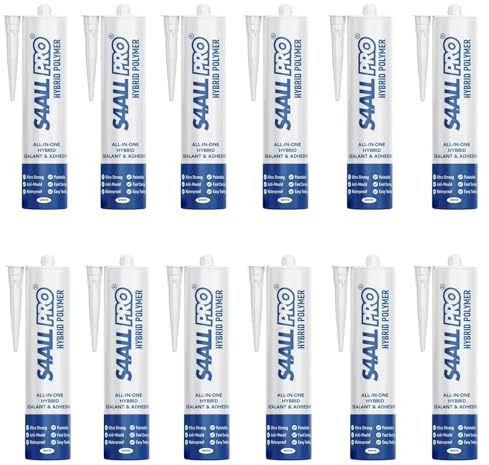 Caravan and Motorhome Adhesive Sealant - All-in-One Hybrid Polymer Sealant & Adhesive - Anti-Mould, Waterproof, Paintable & Fast Curing - White - 290ml (Pack of 12)