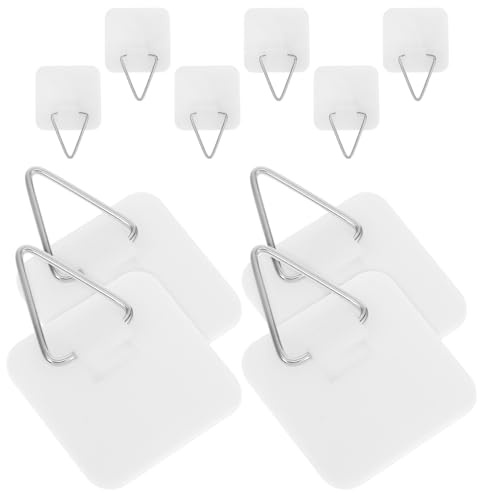 TEHAUX Lot de 10 Crochets Adhésifs Muraux pour Cadre Photo et Assiette Décorative, Supports sans Perçage, Fixation Invisible, Blanc, Porte-photo Mural Polyvalent pour Maison et Bureau