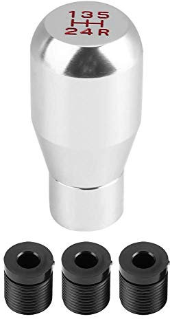 SAILINE Shifter Adapter Universal 5 Speed Manual Metal Chrome Gear Shift Knob Lever Stick Pen Handle Head Car Styling Accessories Racing Style (Silver)