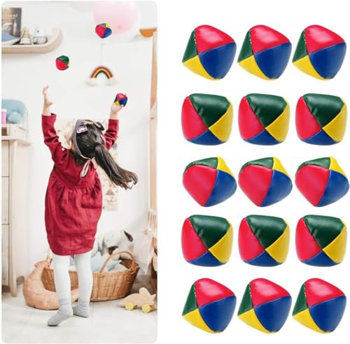 Surplex 15 Stück Mini Jonglierbälle für Anfänger, Langlebige Jonglierbälle Set, Weiche Einfache Mehrfarbig Jonglier-Set, interaktives Spielzeug zur Jonglage für Kinder & Erwachsene
