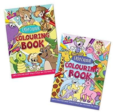 Livre de coloriage A5 facile à colorier pour enfants - Plus de 120 animaux mignons - 1 livre