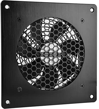 euroharry Ventola USB, ventola da 120 mm, con ventola USB 5V / 0,3A regolabile a 3 velocità, con un moderno telaio in alluminio nero spazzolato, per il raffreddamento dell'armadio AV home theater