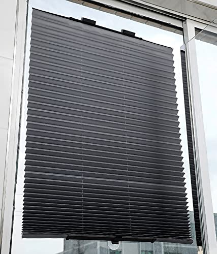 LLPEIJIE026 Plissee mit Saugnäpfen,Blickdichtes Faltrollo,Fensterrollo Sonnenschutz Verdunkelungsrollo Sichtschutz Rollo,KraftHaftSauger,für Büro/Arbeitszimmer/Auto,ohne Bohren (80x185cm/31.5x73in)