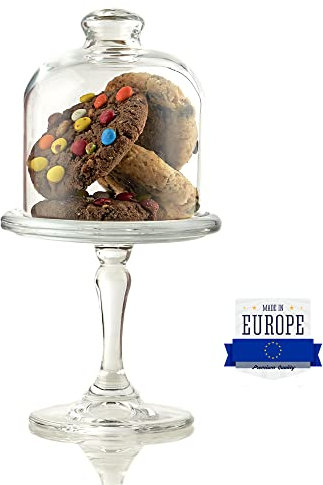 Mini Présentoir à Gâteaux en Verre avec Couvercle en Forme de Dôme, Cloche Gateau en Verre, Présentoir à Cupcakes avec Couvercles