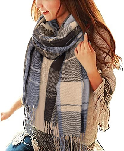 Tuopuda Sciarpa Donna Inverno Scialle Donna Maglione Cappotto Quadri Elegante Lungo Morbida Calda Tartan Wrap Maglia Scialle Inverno Donna Stole Invernale per Donna