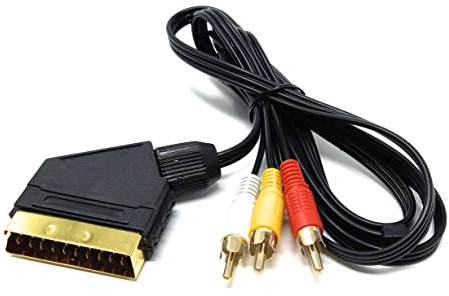 DRUT 1.5M SCART to 3 RCA Male Cable Audio Video AV Adapter Cable Composite AV Connector Audio/Video Converter for TV DVD VCRs Game Console