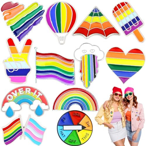 Oneroomone 12 Stück Regenbogen LGBT Pins, LGBT anstecknadel, Regenbogen Flagge Broschen, Regenbogen LGBT Homosexuell Lesben Pins, für Pullover, Schals, Kopftücher, Anzüge, Taschen, Rucksäcke