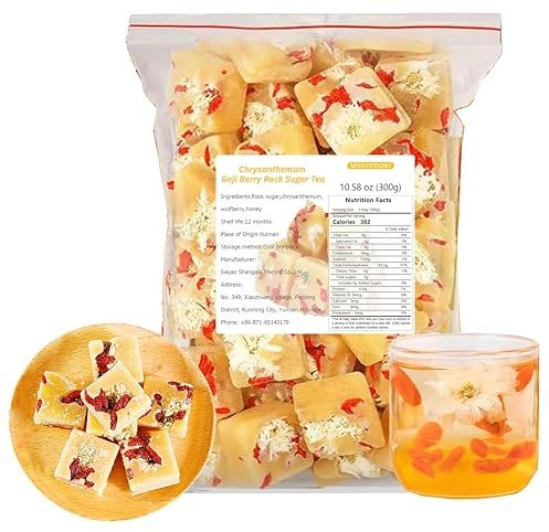 Chrysanthemum Goji Rock Sugar Tea 10.58 oz Individual Packing Sugar Cubes