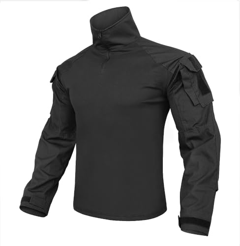 Combat Shirts tattica G3, camicia da combattimento con gomitiere, camicia tattica militare per attività all'aria aperta, softair, combattimento, Nero , 2XL