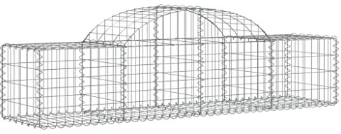 Makastle Set de 2 Parterre surélevé en Gabions arqués, jardinière en Cage à Pierre, Lit Surélevé à Gabion, Parterre de Fleurs Jardin Terrasse Extérieur Jardinière Panier à Pierres, 200x50x40/60 cm
