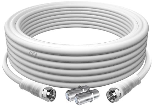 TUOLNK RG6 TV Aerial Cable F Male to F Male High Speed RG6 Coaxial Cable with F Female Compression Connector 75 Ohm, for Cable Box, TV, Satellite, Digital Router 16.4FT(5M)