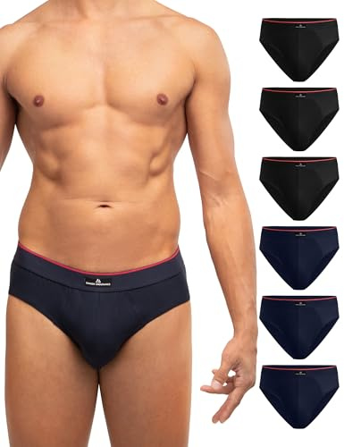 DANISH ENDURANCE Slip Uomo Cotone Premium, Mutande Uomo Comode e Traspiranti, Senza Etichetta, 3 o 6 Paia, Multicolore (3xnero/Rosso, 3xnavy/Rosso), XL