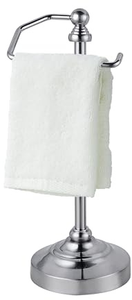 SunnyPoint Deluxe Free Standing Heavy Weighted Countertop Fingertip Towel Holder Stand (Satin Nickle)