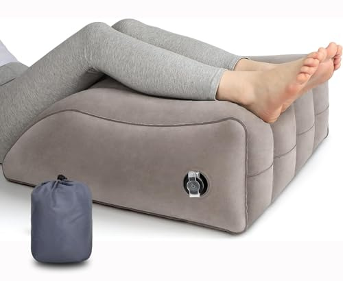 Cuscino gonfiabile per sollevare le gambe, cuscino per gambe a cuneo, comodo cuscino per sollevare le gambe, con custodia per promuovere la circolazione sanguigna, migliorare la qualità del sonno,