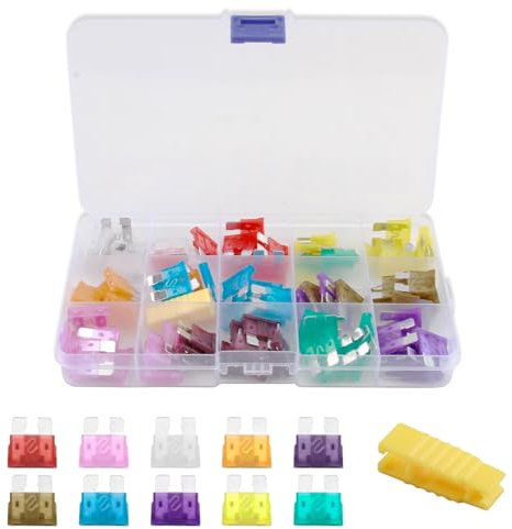 100pcs Fusibili Auto Assortiti Kit,12v-24v Fusibili Miniature A Lama Per Auto, Camion, Suv E Casa, Assortimento Completo Con 3A,5A,7,5A,10A,15A,20A,25A,30A,35A,40A Set Di Basso Profilo Fusibili