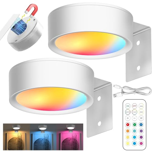 LUKIUP 2 Pezzi Ricaricabili Luce per Quadri Senza Fili con Telecomando, 2600mAh Faretti LED Ricaricabili Quadris Lampada, Luci per Quadri Applique Quadro Luci per Esposizione Pittura Vetrina （Bianco）
