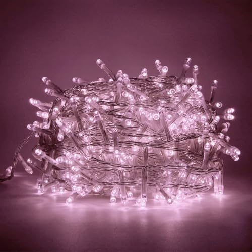 TOT ELECTRIC Catena luminosa di Natale 25m 500 LED Luci natalizie per albero decorazioni da interno ed esterno cavo trasparente Luce Rosa