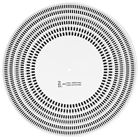 VBESTLIFE Disco Estroboscopio, Detección de Velocidad de Rotación y Calibración de Cartucho para Tocadiscos, con Ajuste de Frecuencia de 33 45 78 RPM y 50 60 Hz