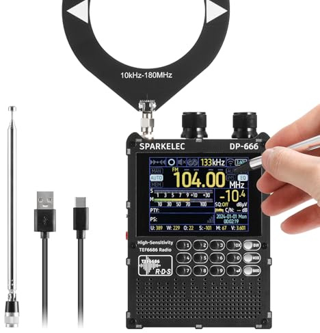 Raddy DP-666 DSP Världsbandradio TEF6686 Chip, Professionell AM/FM/LW/MW/SW RDS-mottagare, 2,8 Pekskärm + Stylus, 5000mAh Batteri, Teleskop- & Donut-antenn, Bärbar med FW-uppdatering
