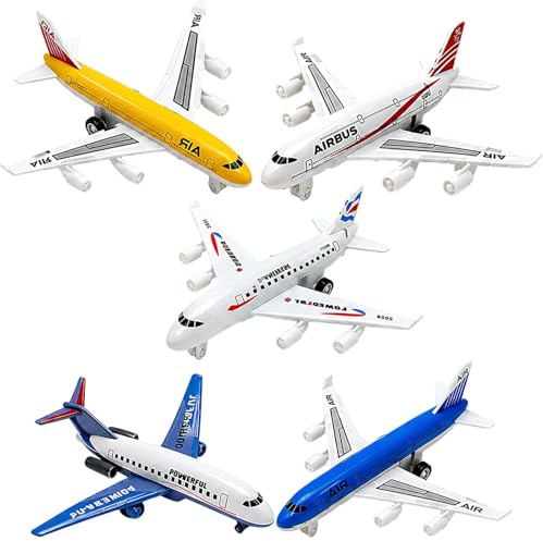 TUBAWD 5PCS Aeroplane, Airplane, Aeroplanes - Beautiful Handmade Wooden Plane Model Set of Two, Mini Figurines for Desk Shelf, Cute Home Office Decor Gift for Anyone