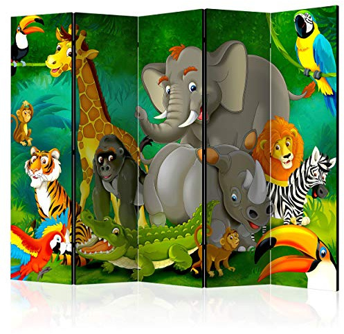 decomonkey Biombo Animales africanos Elefante 225x172 cm 5 Piezas