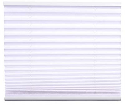 Jet-Line® | Plissee | 70 cm breit x 130 cm lang | Easyfix Montage ohne Bohren | Blickdicht | Jalousie | Klemmfix | Sonnenschutz | Rollo | Faltrollo in weiß | Klemmträger für Fenster | Faltstore