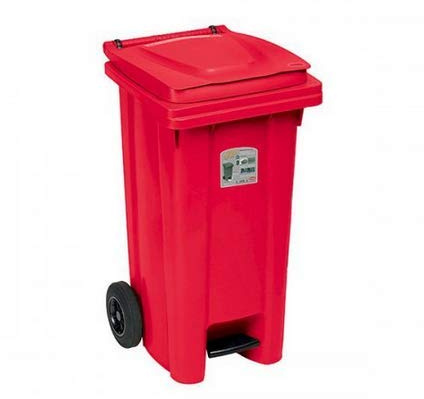Stefanplast 00217330 Bidone Immondizia con Ruote con Pedale, Rosso, 48 x 55 x 94 cm