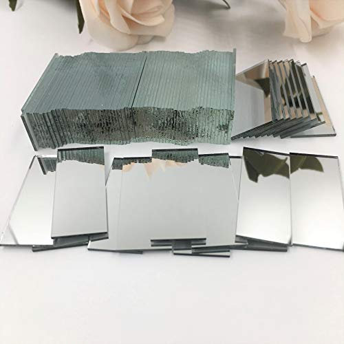 NUORUI Carreaux de mosaïque miroir rectangulaire en verre argenté en forme de brique 60 pièces (15 mm x 35 mm)