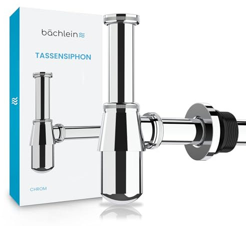 Bächlein Sifón de Taza Universal para Lavabo y Lavadero, Sifón de Olores con Abertura de Limpieza e Instrucciones de Instalación, Accesorio de Desagüe de Diseño con Precisión