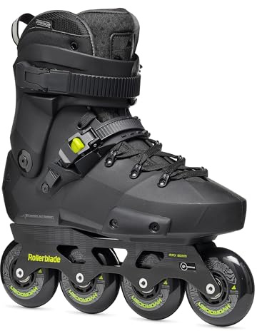 Rollerblade, Twister XT, Hartschalen Inliner für Herren mit Zwei Verschlussschnallen und Schnürsenkel, Schwarz/Lime, Gr. 45.5/46
