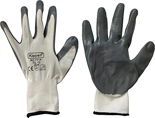 Kippen 7014K3 - Confezione da 12 Paia di Guanti da Lavoro in Nitrile, Taglia 10