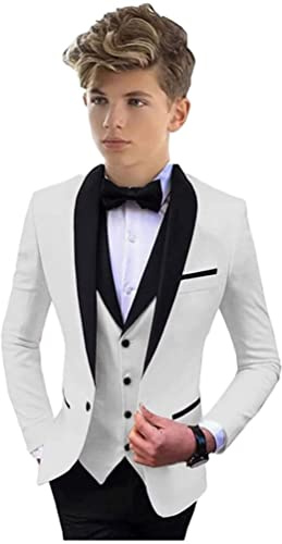 Traje Formal de 3 Piezas para Niño - Chal de Solapa, Chaleco, Pantalones - Traje de Fiesta y Boda, Esmoquin