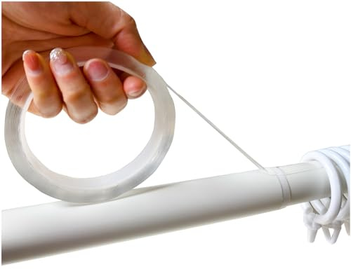 Snnshun Clear Curtain Rod Tape, 1 in x 16 ft Drapery Ring Slide Tape