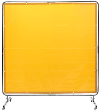 VEVOR Rideau de Soudage avec Cadre, 1,8x1,8 m Écran de Protection pour Soudure en Vinyle Ignifuge sur 4 Roues Pivotantes 2 Verrouillables, Rideau Mobile Professionnel pour Atelier, Industrie, Jaune