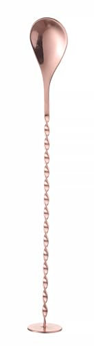 HENDI Cucchiaio da bar con pestello, BarUp, cucchiaio da cocktail a spirale, bar, barman, barista, cucchiaio miscelatore da cocktail con manico lungo, 280x35 mm, acciaio inox placcato rame