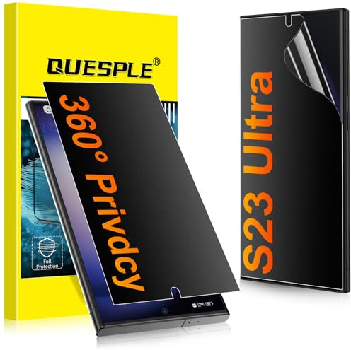 QUESPLE [2 Pièces] Mat Protection écran 360° Anti Espion pour Samsung Galaxy S23 Ultra, Anti-empreintes, Anti-éblouissement Matte TPU Film Protection écran, Compatible avec Lecteur d’Empreinte
