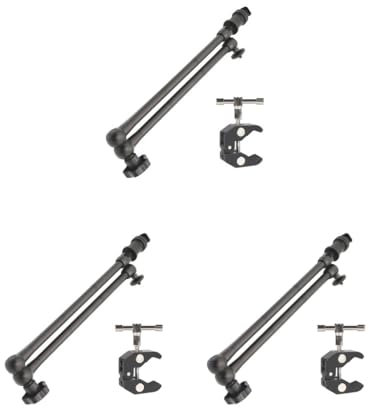 Juego de 3 alicates de aleación de aluminio para cámara, brazo mágico, cangrejo, para cámara de 20 pulgadas, brazo y abrazadera de 20 pulgadas