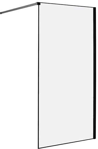 Badrum Duschvägg Härdat Glas Badrum Våtrum Minimalistisk 100 x 190 cm Svart Waspam