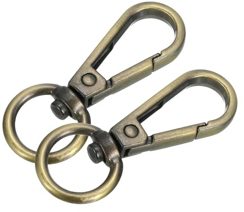 QUARKZMAN 10 stycken karbinhakar med svängled, zinklegering klassisk trycklås snap-krok fickklämmor ficktillbehör för lanyard gör-det-själv nyckelringar hantverk (13 mm, mässing)