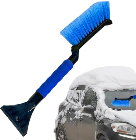 Raschietti per ghiaccio per parabrezza auto, 2 in 1, per rimuovere la neve e spazzola, manico ergonomico in schiuma, detergente invernale per veicoli, raschietto per vetri per auto e freddo