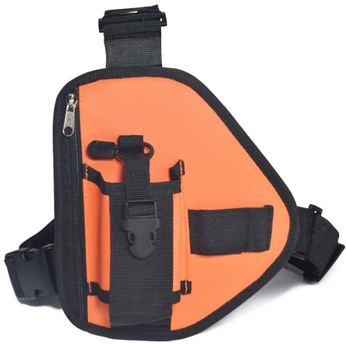 YNIBST Walkie Talkie bröstsele, multifunktionell bröstpåse väska med justerbar nylonrem bälte kompatibel med Baofeng Motorola Icom Kenwood Yaesu Wouxon tvåvägsradio (orange)