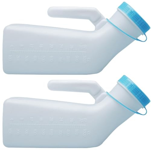 Urinatoio da Uomo con Coperchio Fluorescente,2pcs Bottiglia per Urina per Uomini e Donne,Urinatoio Uomo Portatile Orinatoio,Plastica Spessa Catino da Letto,Bottiglia di Urina con Coperchio a Vite,1L