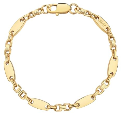 DJADEE Herrarmband guld 750 guldpläterat premium rostfritt stål, 316 L, plattarmband 5/8/10/12 mm vattentätt, allergivänligt, högglanspolerat, present för män, halsband, 18 karat stämplat, B6351D Gold