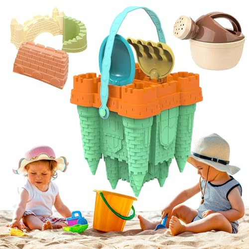 Sandslott Kit - Castle Moules-set, kreativt byggset, integrerad | nätförvaringspåseteknik | Hållbar strandlekutrustning för användning