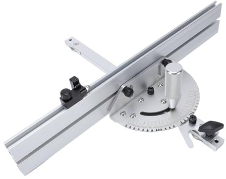MENDUNER Calibro Obliquo in Alluminio da 410 Mm con Arresto Ribaltabile | Righello Ad Angolo Regolabile per da Tavolo con Scanalatura a T per la Lavorazione del Legno