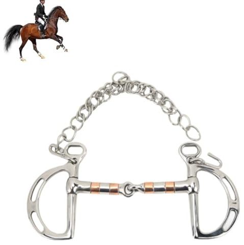 Jwthee Morsi per Cavallo, Filetto con Anello a D in Acciaio Inossidabile per Cavalli Bocca per Filetto Morso per Cavallo Delicato con Rullo in Rame per Allenamento, Monta Inglese Western