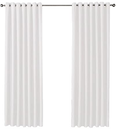 Olivia Rocco Blackout Eyelet Curtains Black Out Thermal Ring Top Curtain Pair Window Treatment Living Room Bedroom, 66 (Width) x 90 (Drop) White