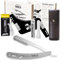 Kit de rasage homme - Rasoir barbe homme/coupe choux barbe - avec 50 Lames Simples + Chiffon + Stick d'alun + Étui de rangement + Peigne guide pour rasage -GRIS- BARBER TOOLS