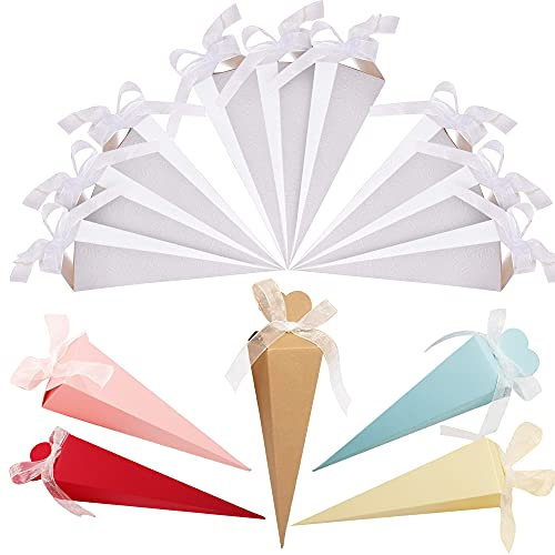 Allazone 125 Stück Süßigkeiten Schachtel Geschenkboxen aus Papier Langer Dreieckkegel Schachtel Geburtstag Party Kartonagen für Süßigkeiten Bonbons Schokolade Schmuck