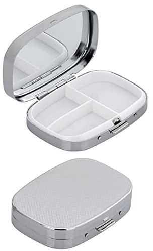 SILBERKANNE Pillendose 3 Fächer rechteckig korn guillochiert 6,5x6,5x1,5 cm Premium Silber Plated edel versilbert in Top Verarbeitung